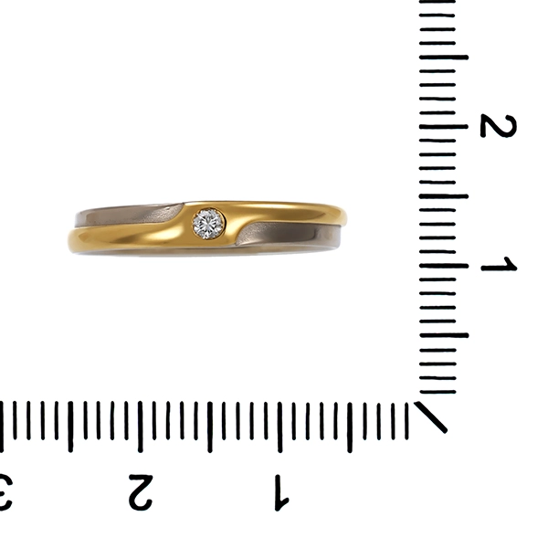 Brillantring, 18K, Gelb, Weißgold, 1 Brillant