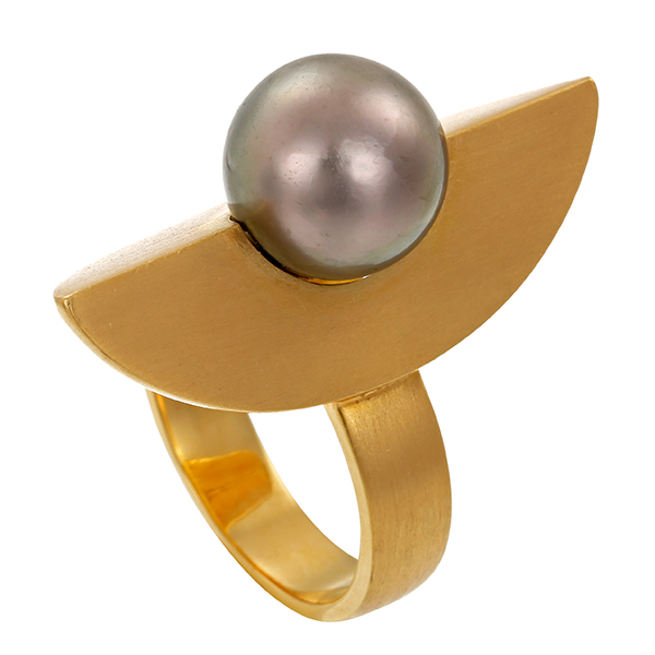 Ring, 18K, Gelbgold, Perle