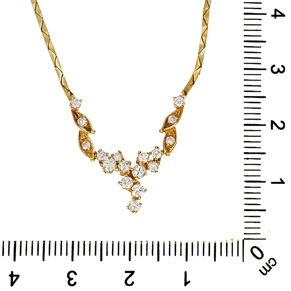 Collier, 14K, Gelbgold, Brillanten, Diamanten