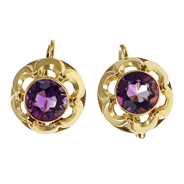 Ohrhänger, 14K, Gelbgold, Amethyste