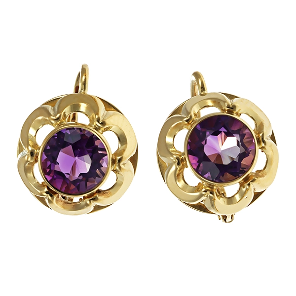 Ohrhänger, 14K, Gelbgold, Amethyste
