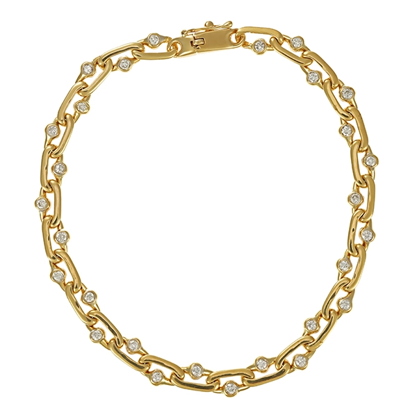 Armband, 14K, Gelbgold, Brillanten