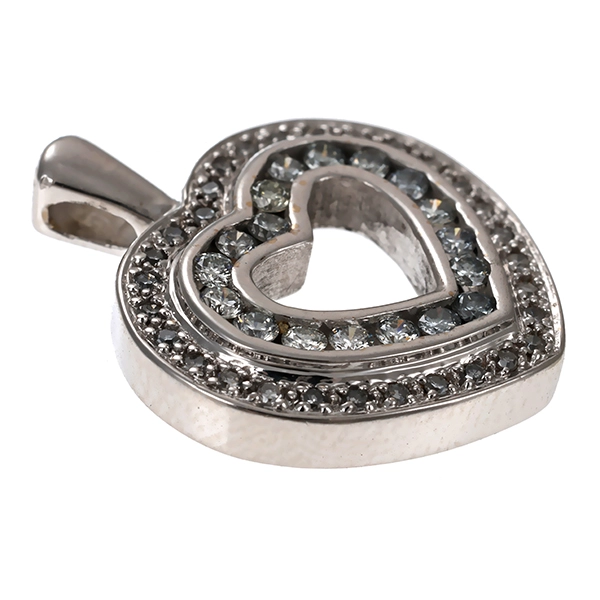Anhänger, 14K, Weißgold, Brillanten, Herz