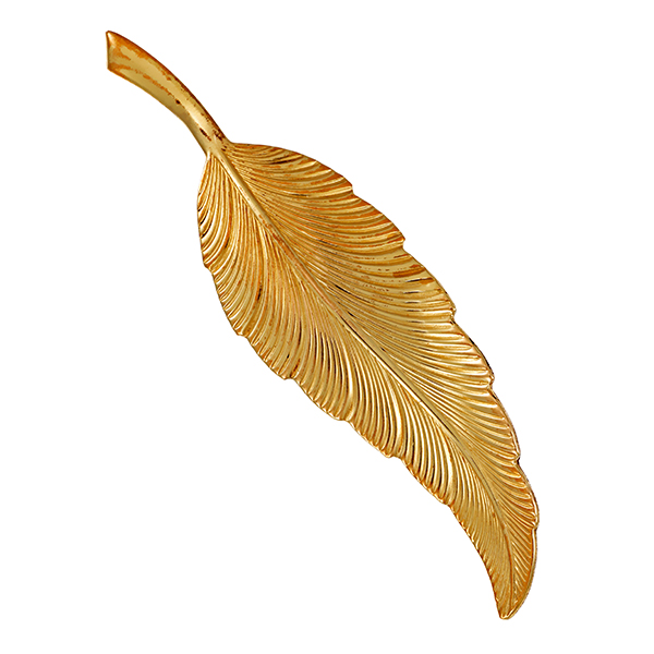 Brosche, 12K, Gelbgold, Feder