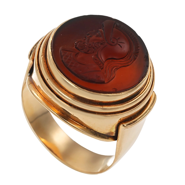 Ring, 14K, Gelbgold, Karneol