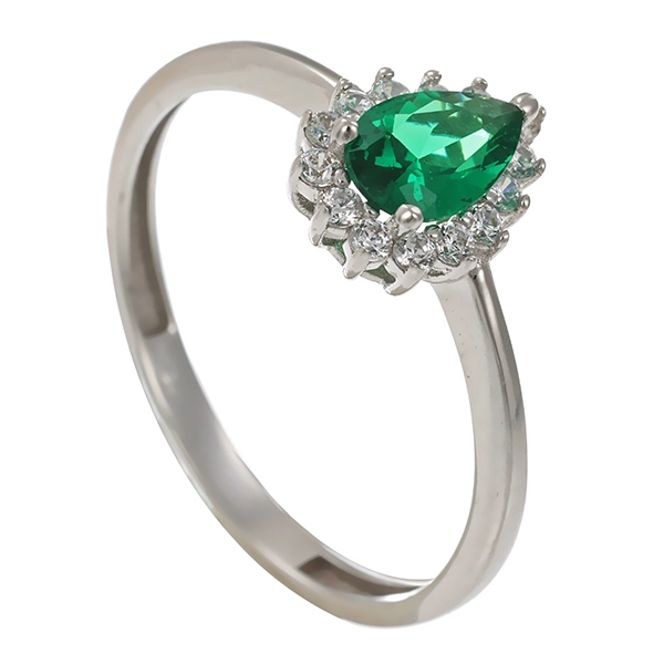 Ring, 14K, Weißgold, Zirkonia