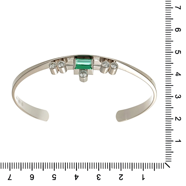 Armreif, 18K, Weißgold, Brillant, Turmalin
