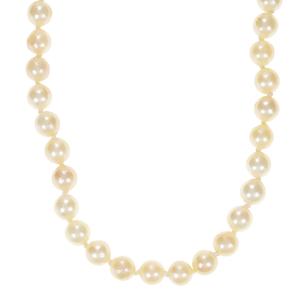 Perlenkette, 18K, Weißgold, Perlen, Saphir