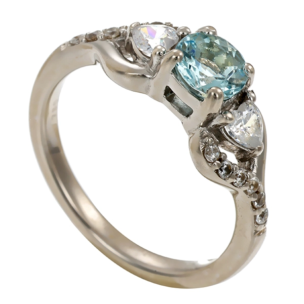 Ring, 18K, Weißgold, Aquamarin, Kristall