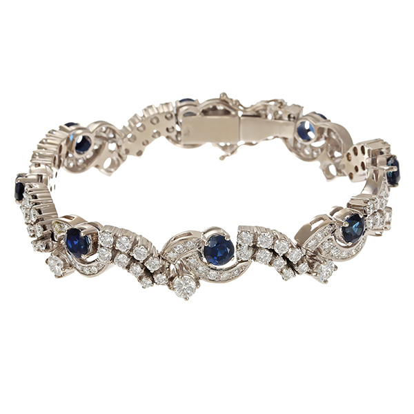 Armband, 18K, Weißgold, Saphire, Brillanten