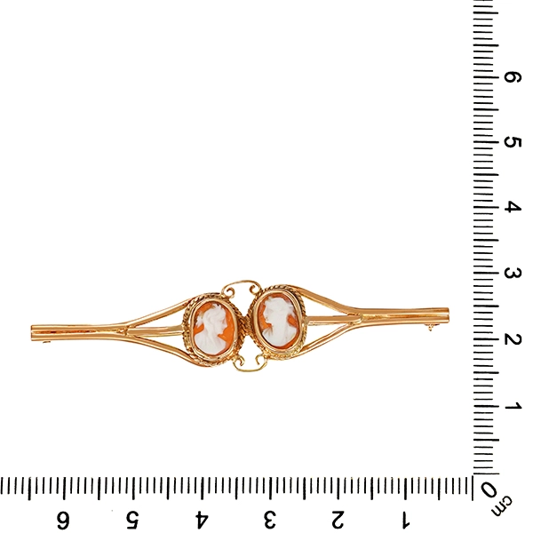 Brosche, 14K, Rotgold, Gemme