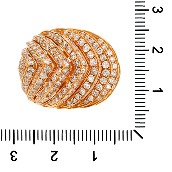 Diamantring, 18K, Rotgold, Brillanten 3,82 ct