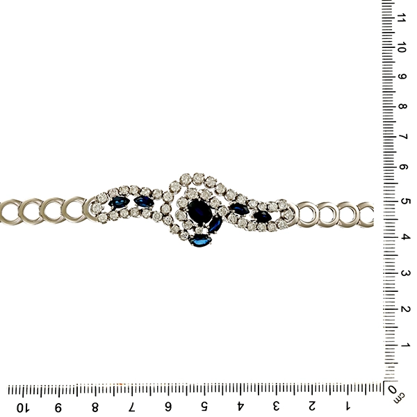 Armband, 18K, Weißgold, Saphire, Brillanten