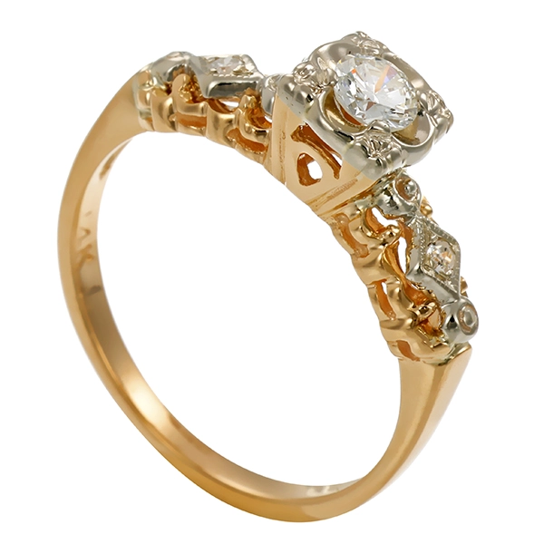 Diamantring, 14K, Gelbgold, Brillant, Diamant