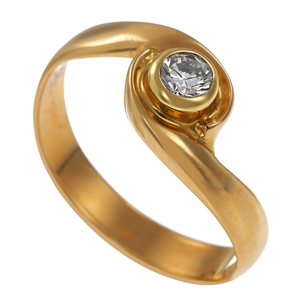 Diamantring, 14K, Gelbgold, Brillant 0,22 ct