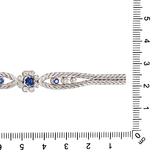 Armband, 14K, Weißgold, Saphire, Brillanten, Diamanten