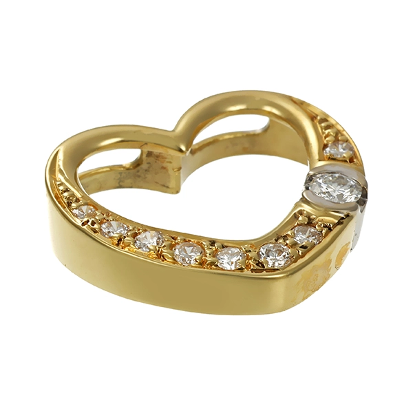 Anhänger, 14K, Gelb-/Weißgold, Brillanten, Herz