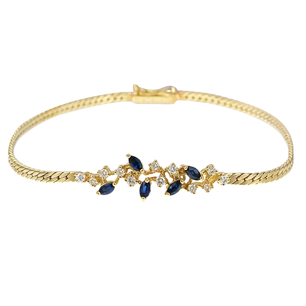 Armband, 14K, Gelbgold, Saphire, Brillanten