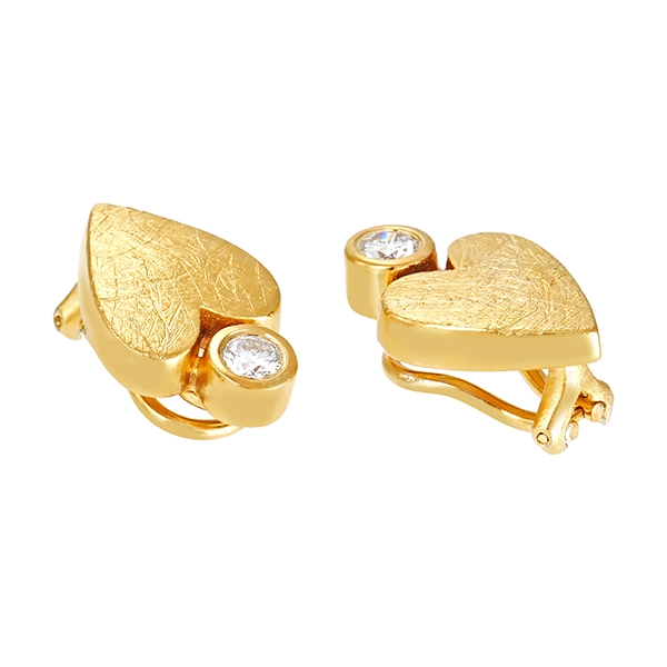 Ohrclipse, 18K, Gelbgold, Brillanten, Herz