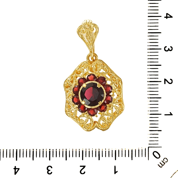 Anhänger, 18K, Gelbgold, Granat