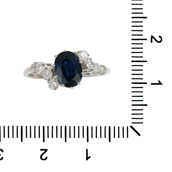 Ring, 14K, Weißgold, Saphir, Brillant