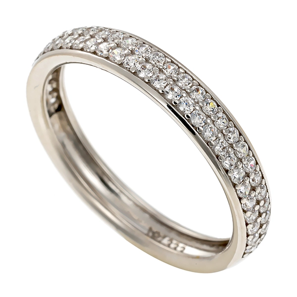 Ring, 8K, Weißgold, Zirkonia