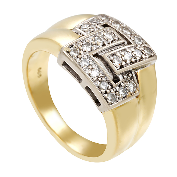 Ring, 14K, Gelb-/Weißgold, Brillanten