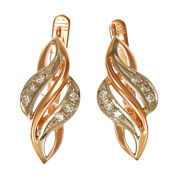 Bouton, 14K, Rotgold, Diamanten