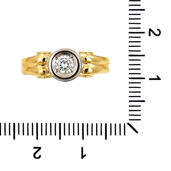 Diamantring, 18K, Gelb-/Weißgold, Brillant