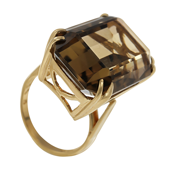 Ring, 9K, Gelbgold, Rauchquarz