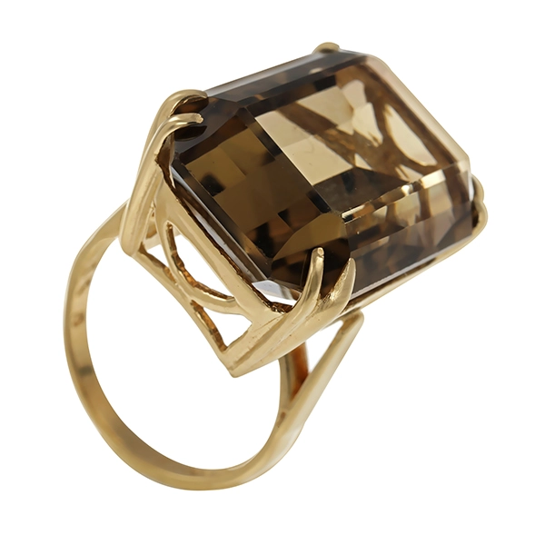 Ring, 9K, Gelbgold, Rauchquarz