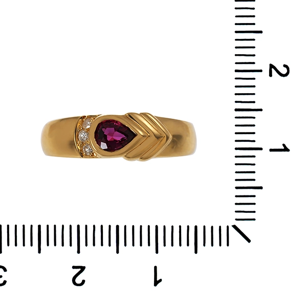 Ring, 18K, Gelbgold, Rubin, Brillant
