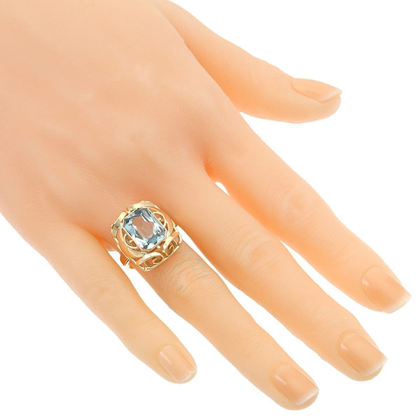 Ring, 14K, Gelbgold, synth. Spinell