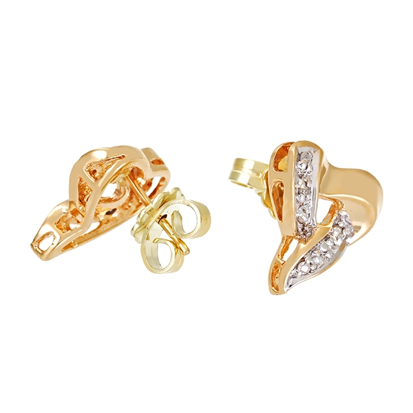 Ohrstecker, 14K, Gelb-/Weißgold, Diamanten
