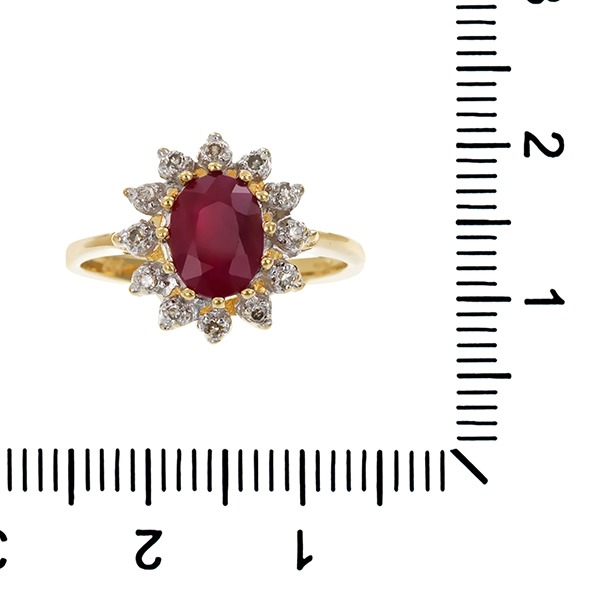 Ring, 10K, Gelb-/Weißgold, Rubin, Diamanten, U54