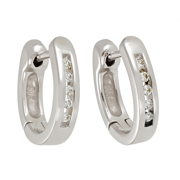 Creolen, 14K, Weißgold, Brillanten