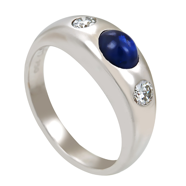 Ring, 18K, Weißgold, Saphir, Brillanten 0,30 ct