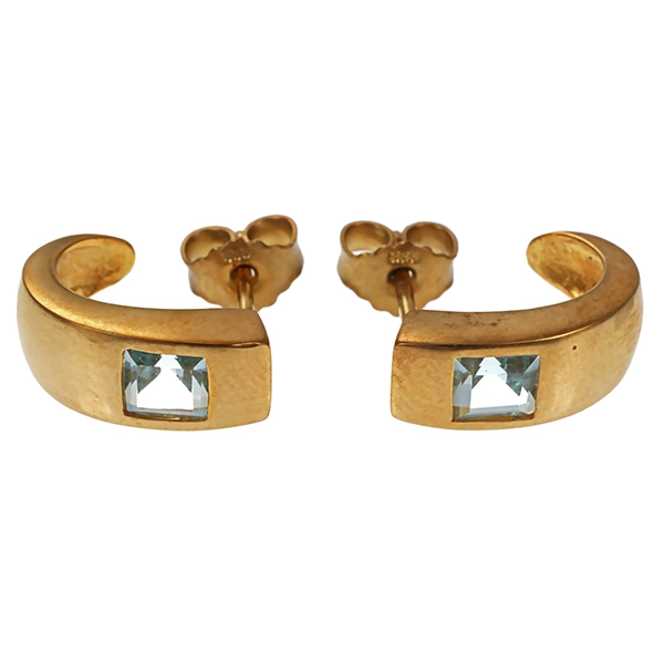 Ohrstecker, 8K, Gelbgold, Topas blau