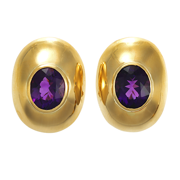 Ohrclipse, 14K, Gelbgold, Amethyst