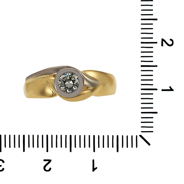 Diamantring, 18K, Gelb-/Weißgold, Brillant 0,27 ct