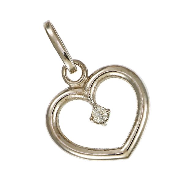 Anhänger, 14K, Weißgold, Brillant, Herz