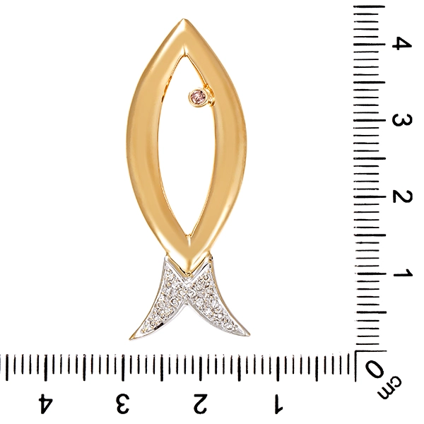 Anhänger, 14K, Gelb-/Weißgold, Diamanten, Brillant