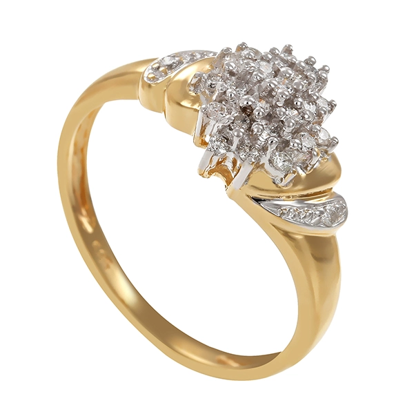 Diamantring, 14K, Gelb-/Weißgold, Brillanten