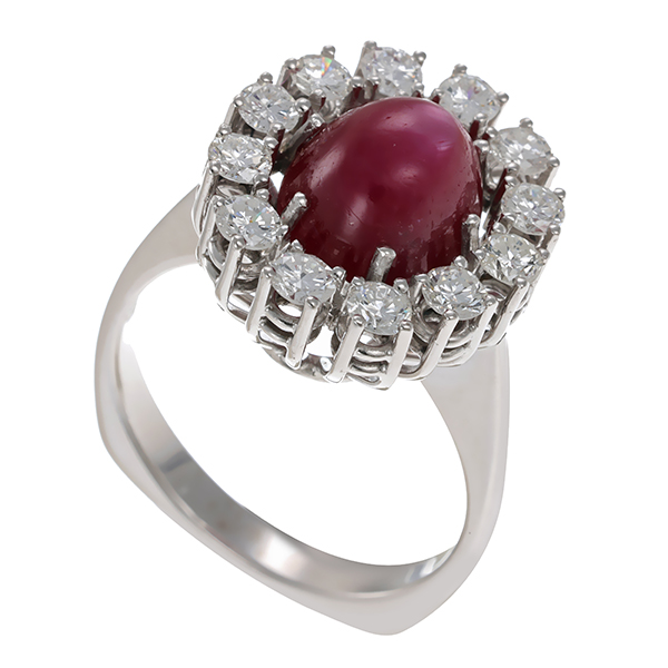 Ring, 14K, Weißgold, Rubin, Brillanten