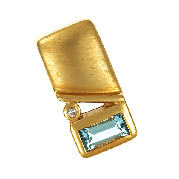 Anhänger, 14K, Gelbgold, Aquamarin, Brillant