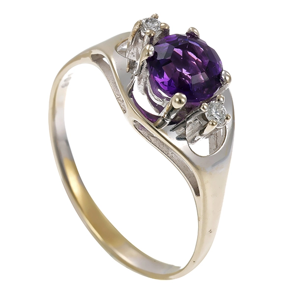 Ring, 14K, Weißgold, Amethyst, Brillanten