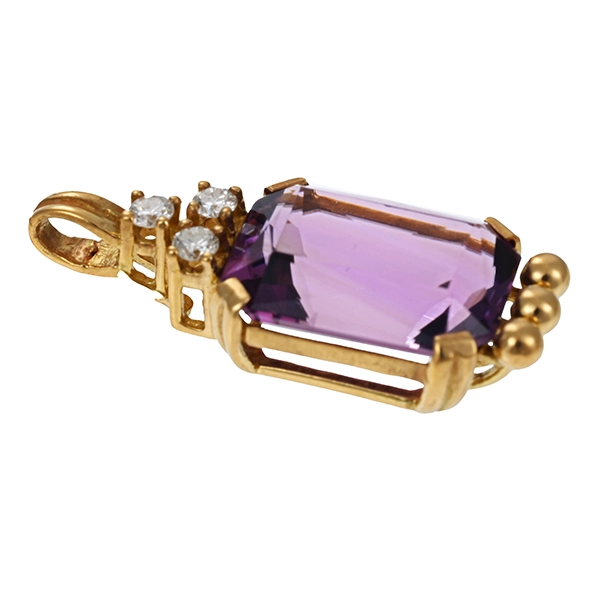 Anhänger, 18K, Gelbgold, Amethyst, Brillanten