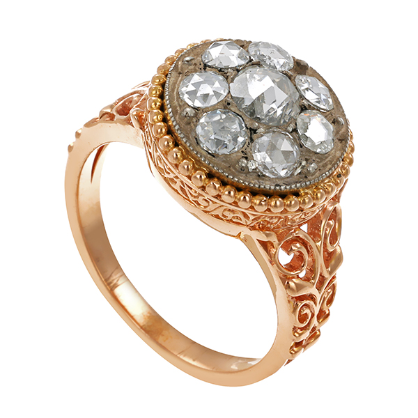 Ring, 8K, Rotgold, Diamantrosen