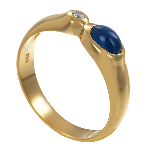 Ring, 18K, Gelbgold, Saphir, Brillant