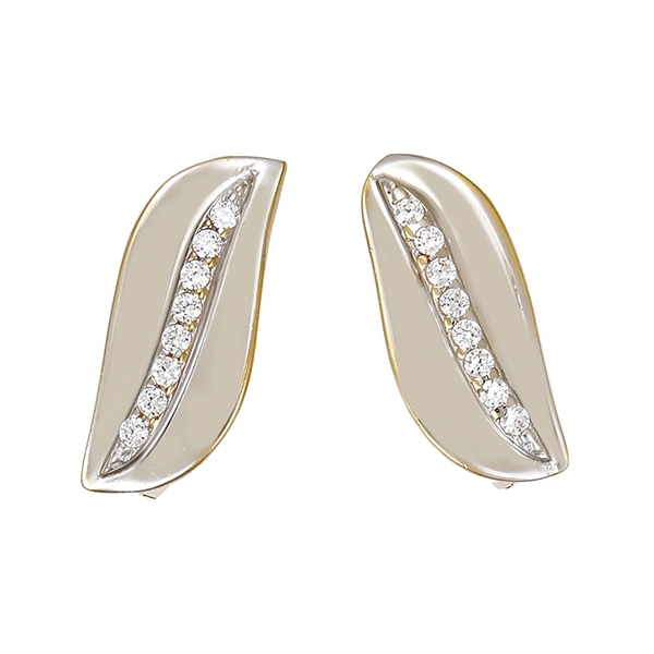 Ohrhänger, 14K, Gelb-/Weißgold, Zirkonia